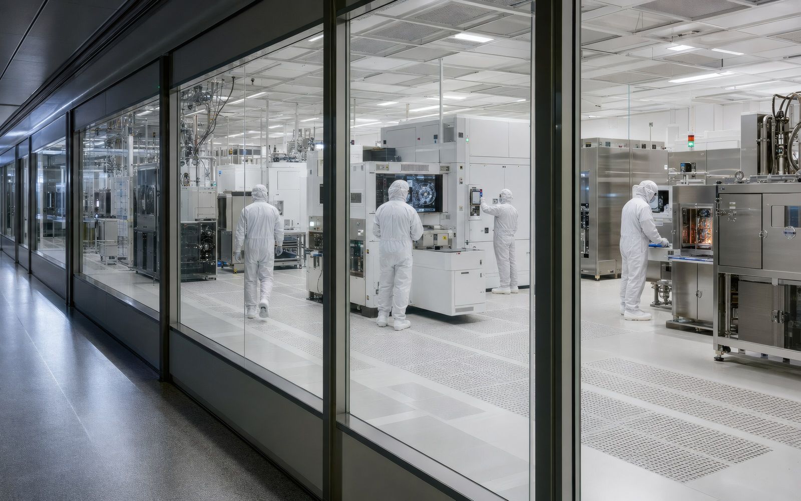 Clean-room laboratory seen through glass
